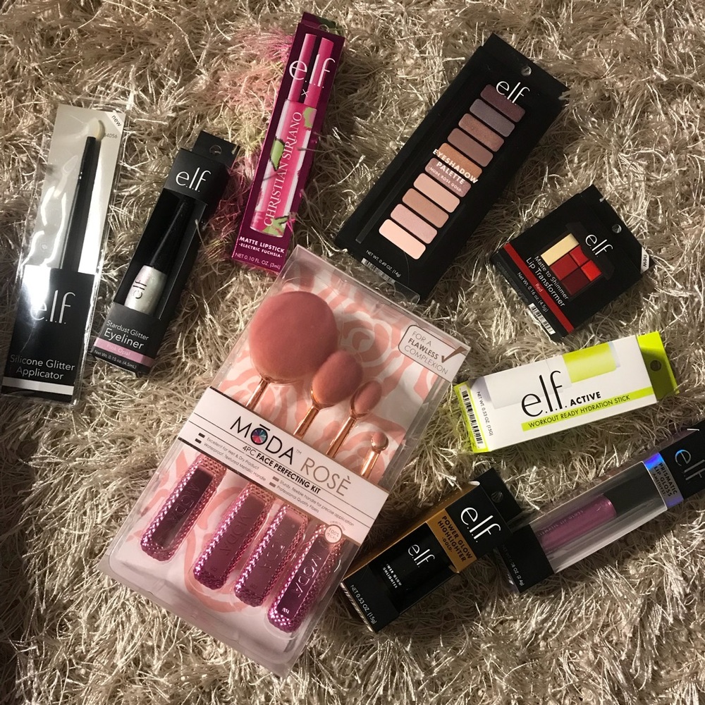 Elf Cosmetics Makeup Lot with Moda Rose Brushes